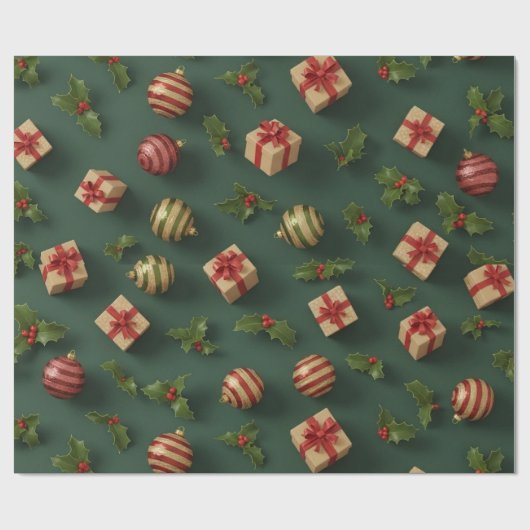 Christmas Gifts & Ornaments Seamless Pattern Geschenkpapier (Flach)