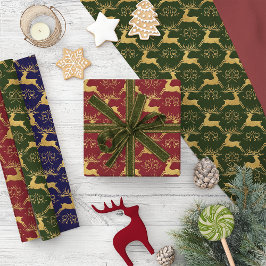 Christmas Gilded Leather Reindeer Geschenkpapier Set