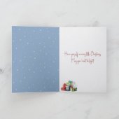 Christmas Ginger Kitty sieht einen Kardinal Karte (Innenseite)