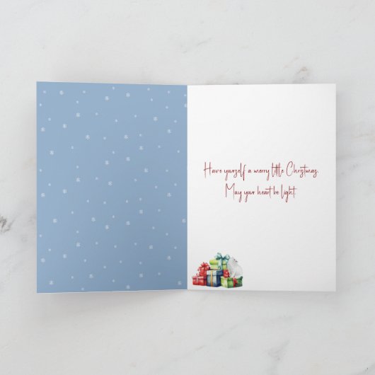 Christmas Ginger Kitty sieht einen Kardinal Karte (Innenseite)