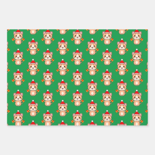 Christmas Ginger Tabby Cat Geschenkpapier Set (Vorderseite 2)