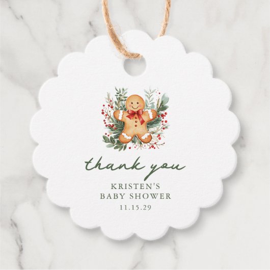 Christmas Gingerbread Baby Shower Favor Tag  Geschenkanhänger (Vorderseite)