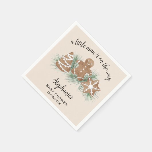 Christmas Gingerbread Boy's Baby Shower Serviette (Ecke)