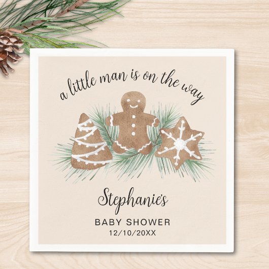 Christmas Gingerbread Boy's Baby Shower Serviette