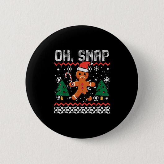 Christmas Gingerbread Broken Oh Snap Ugly Xmas Men Button (Vorderseite)
