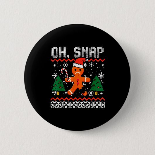 Christmas Gingerbread Broken Oh Snap Ugly Xmas Men Button (Vorderseite)