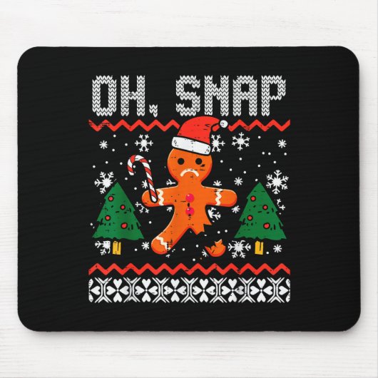 Christmas Gingerbread Broken Oh Snap Ugly Xmas Men Mousepad (Vorne)