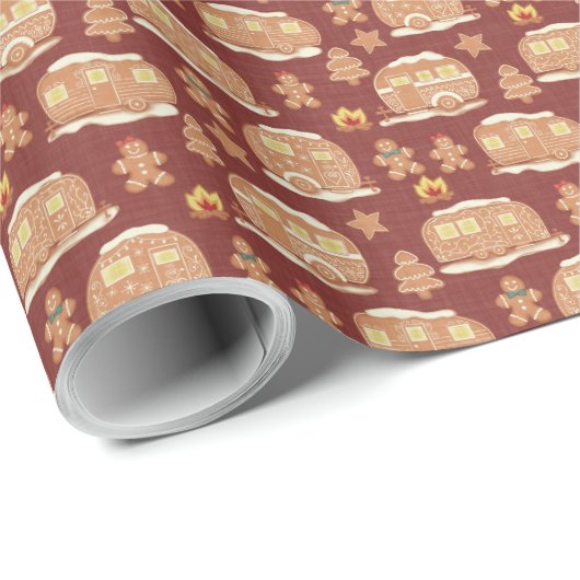 Christmas Gingerbread Camper in Rot Geschenkpapier (Rolleneckpunkt)