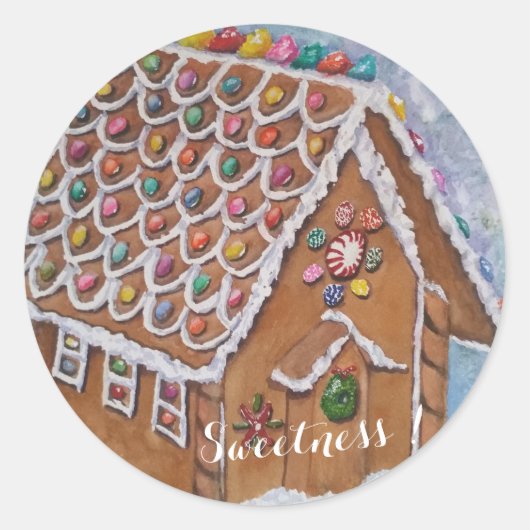 CHRISTMAS GINGERBREAD CANDY HOUSE SWEETNESS RUNDER AUFKLEBER (Vorderseite)