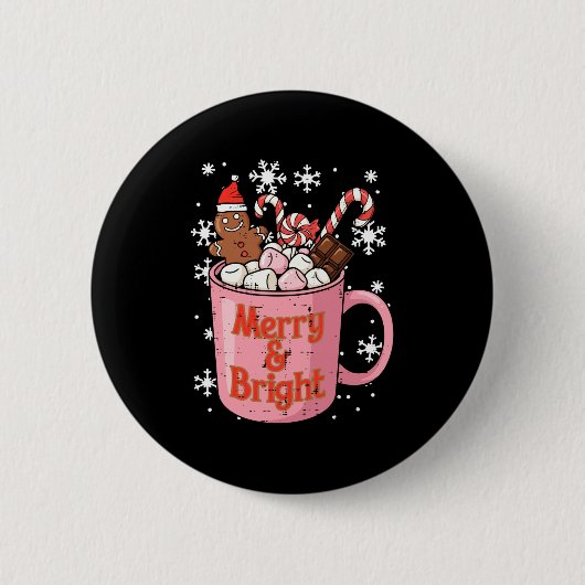 Christmas Gingerbread Cocoa Merry Bright Xmas Wome Button (Vorderseite)