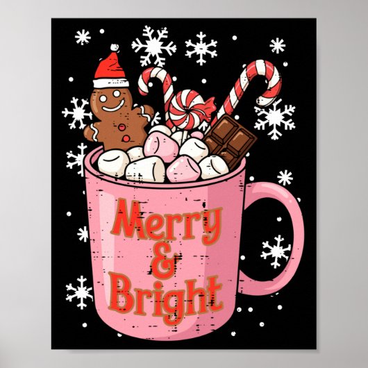 Christmas Gingerbread Cocoa Merry Bright Xmas Wome Poster (Vorne)