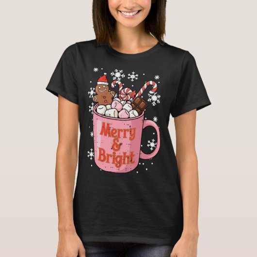 Christmas Gingerbread Cocoa Merry Bright Xmas Wome T-Shirt (Vorderseite)