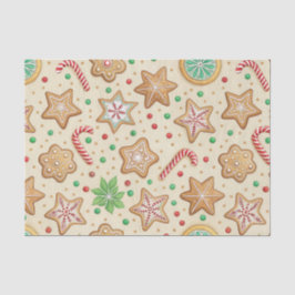 CHRISTMAS GINGERBREAD COOKIE AND CANDY CANES SEIDENPAPIER