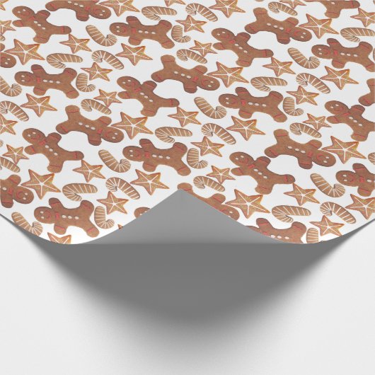 Christmas Gingerbread Cookie Pattern Geschenkpapier (Ecke)