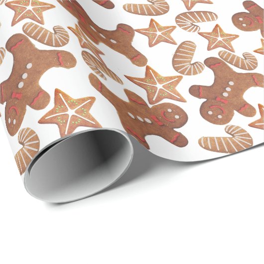 Christmas Gingerbread Cookie Pattern Geschenkpapier (Rolleneckpunkt)