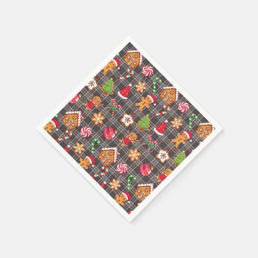 Christmas Gingerbread Cookies Print Party Napkins Serviette (Ecke)
