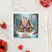 Christmas Gingerbread Cottage With a Snowman Serviette (Beispiel)