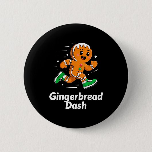 Christmas Gingerbread Dash Running Runner Xmas Mar Button (Vorderseite)