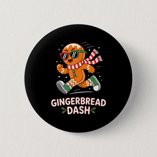 Christmas Gingerbread Dash Running Runner Xmas Mar Button (Vorderseite)