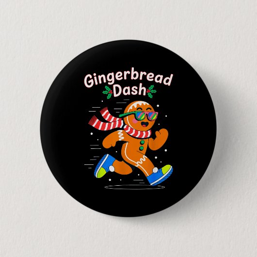Christmas Gingerbread Dash Running Runner Xmas Mar Button (Vorderseite)