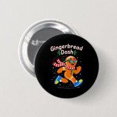 Christmas Gingerbread Dash Running Runner Xmas Mar Button (Vorne & Hinten)