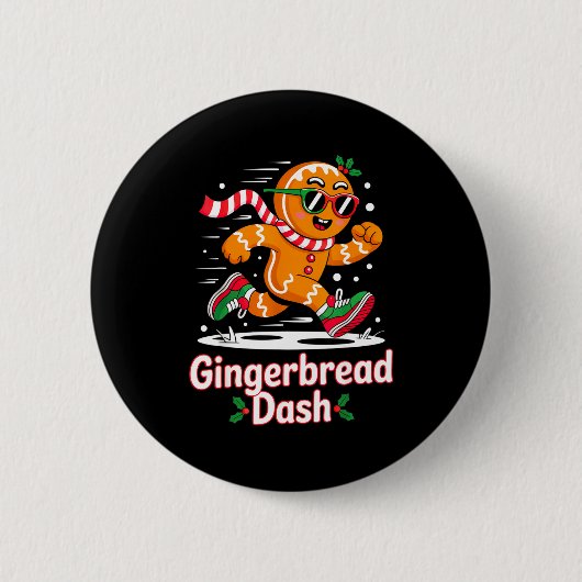 Christmas Gingerbread Dash Running Runner Xmas Mar Button (Vorderseite)
