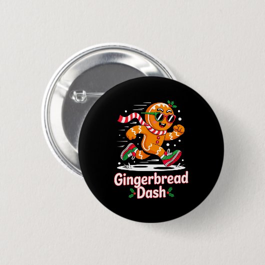 Christmas Gingerbread Dash Running Runner Xmas Mar Button (Vorne & Hinten)