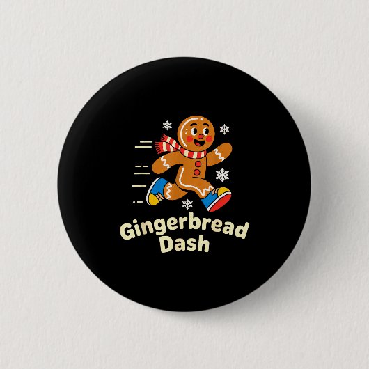 Christmas Gingerbread Dash Running Runner Xmas Mar Button (Vorderseite)