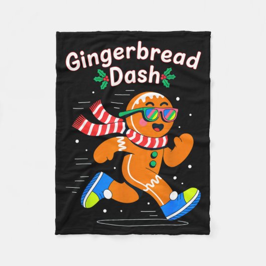 Christmas Gingerbread Dash Running Runner Xmas Mar Fleecedecke (Vorderseite)