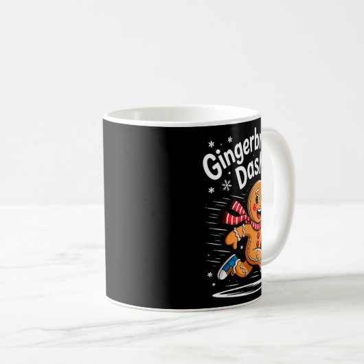 Christmas Gingerbread Dash Running Runner Xmas Mar Kaffeetasse (VorderseiteRechts)