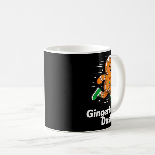 Christmas Gingerbread Dash Running Runner Xmas Mar Kaffeetasse (VorderseiteRechts)