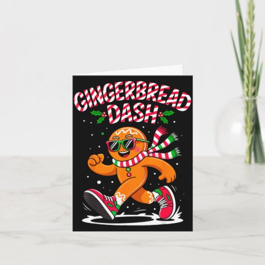 Christmas Gingerbread Dash Running Runner Xmas Mar Karte (Vorderseite)