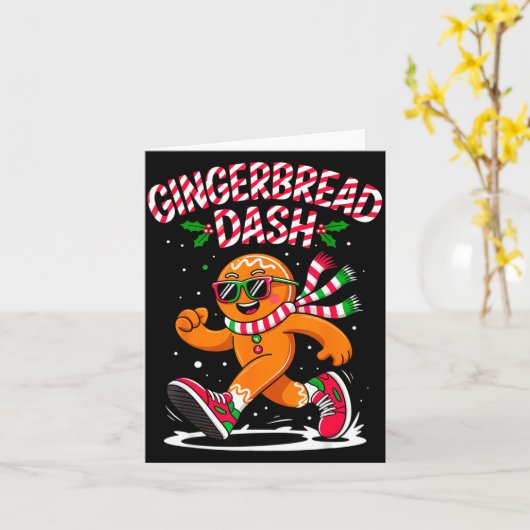 Christmas Gingerbread Dash Running Runner Xmas Mar Karte (Gelbe Blume)