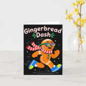 Christmas Gingerbread Dash Running Runner Xmas Mar Karte (Gelbe Blume)