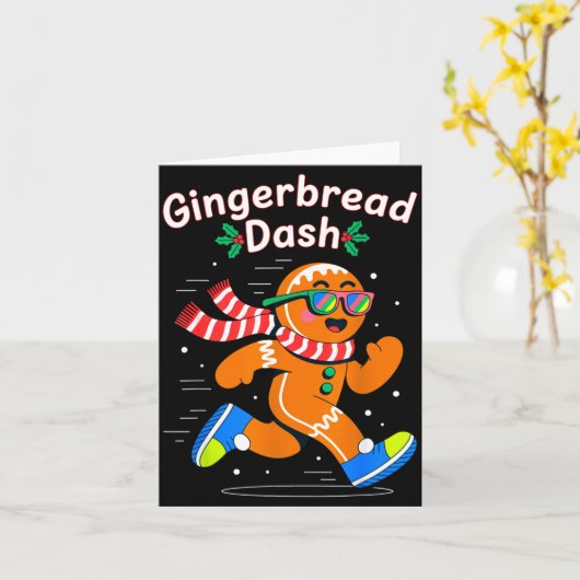 Christmas Gingerbread Dash Running Runner Xmas Mar Karte (Gelbe Blume)
