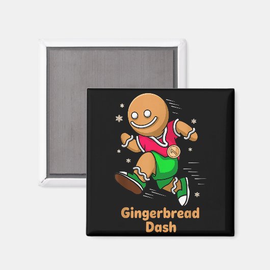 Christmas Gingerbread Dash Running Runner Xmas Mar Magnet (Vorderseite/Rückseite)