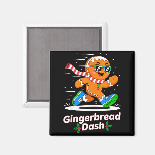 Christmas Gingerbread Dash Running Runner Xmas Mar Magnet (Vorderseite/Rückseite)