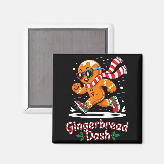Christmas Gingerbread Dash Running Runner Xmas Mar Magnet (Vorderseite/Rückseite)