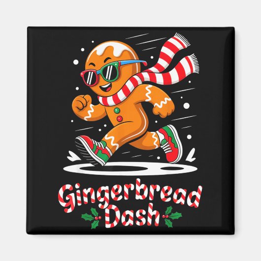 Christmas Gingerbread Dash Running Runner Xmas Mar Magnet (Vorne)
