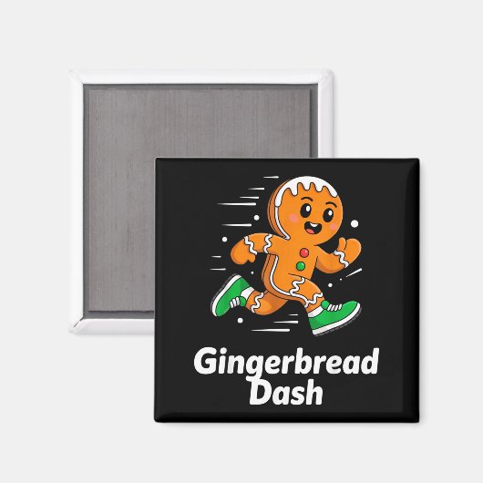 Christmas Gingerbread Dash Running Runner Xmas Mar Magnet (Vorderseite/Rückseite)
