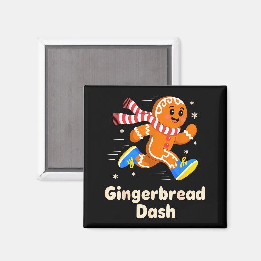 Christmas Gingerbread Dash Running Runner Xmas Mar Magnet (Vorderseite/Rückseite)