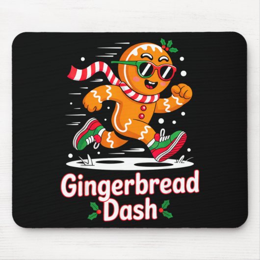 Christmas Gingerbread Dash Running Runner Xmas Mar Mousepad (Vorne)
