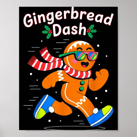 Christmas Gingerbread Dash Running Runner Xmas Mar Poster (Vorne)