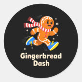 Christmas Gingerbread Dash Running Runner Xmas Mar Runder Aufkleber (Vorderseite)