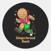 Christmas Gingerbread Dash Running Runner Xmas Mar Runder Aufkleber (Vorderseite)