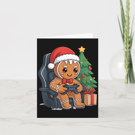 Christmas Gingerbread Gamer Chair Holiday Gaming B Karte (Vorderseite)