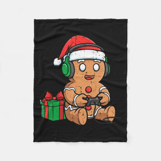 Christmas Gingerbread Gamer Xmas Gaming Boys Kids Fleecedecke (Vorderseite)