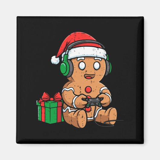 Christmas Gingerbread Gamer Xmas Gaming Boys Kids Magnet (Vorne)