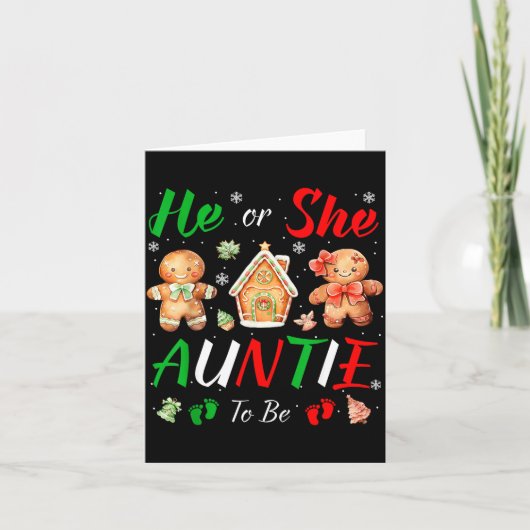 Christmas Gingerbread Gender Reveal He Or She Aunt Karte (Vorderseite)
