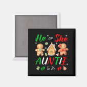 Christmas Gingerbread Gender Reveal He Or She Aunt Magnet (Vorderseite/Rückseite)